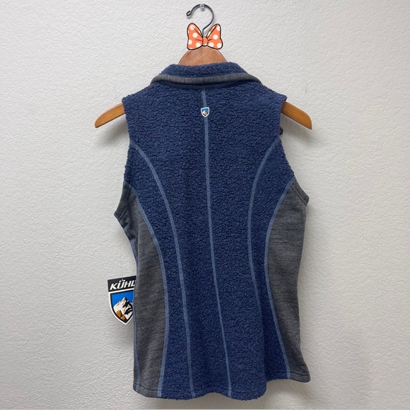 NWT Kuhl Kozet Zip Up Vest Womens XS Wool Blend Fleece Outdoors Navy & Gray - Picture 2 of 6